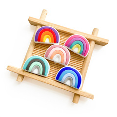 Cross-border Rainbow Silicone Beads Food Grade Soothing Anti-Knot Children's Accessory Beads Wholesale