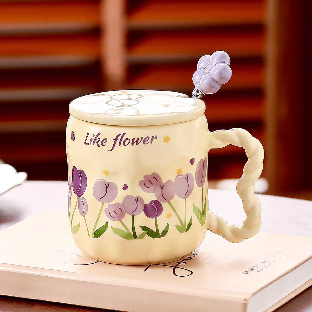Purple Tulip [Cup+Cover+Exclusive Flower Spoon]