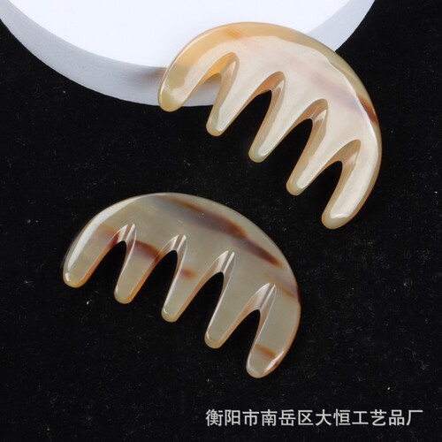 Manufacturer wholesale ox horn health care comb five-tooth massage comb head meridian massage comb ox horn five-tooth massage comb