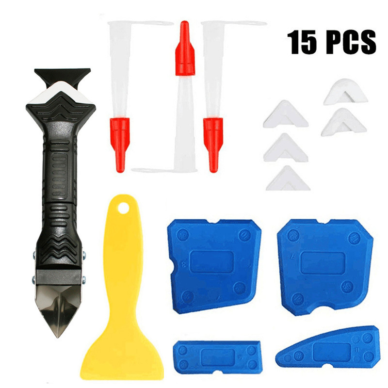 15-piece set of sealant caulking application removal tool door bathroom kitchen floor tile seam finishing 15-piece set of sealant caulking application removal tool door bathroom kitchen floor tile seam finishing
