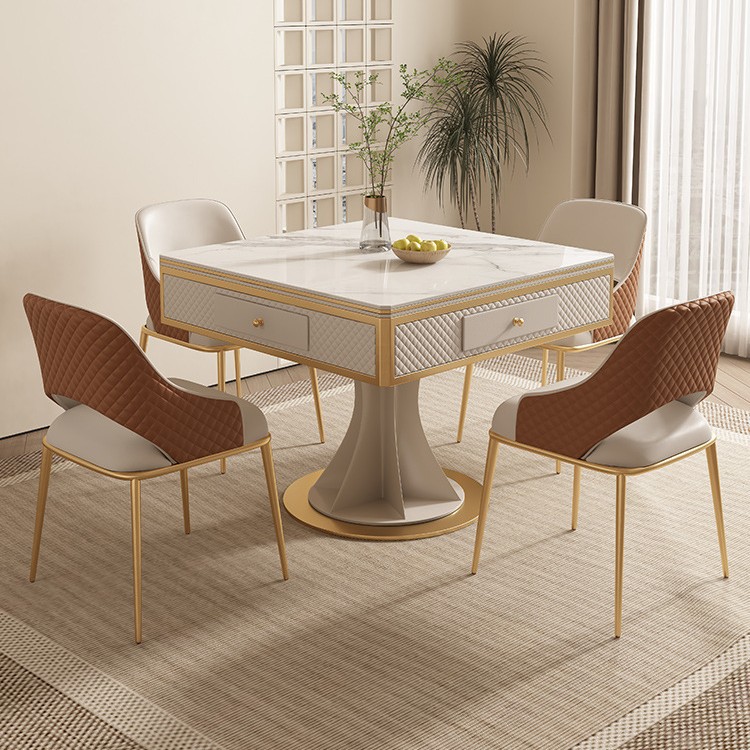 Mesa de mahjong automática, mesa de comedor de doble uso, simple, ligera, de lujo, pequeño apartamento, mesa de comedor de placa de roca para el hogar, máquina de mahjong silenciosa multifuncional