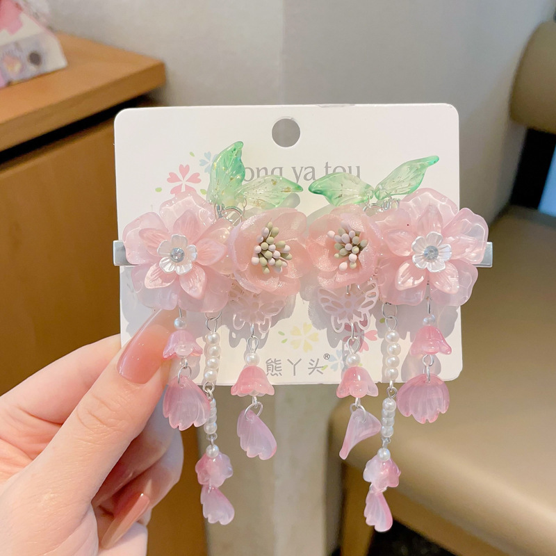 Chica de Hanfu tocado de los niños traje antiguo princesa borla horquilla estilo chino niña paso horquilla clip de pelo