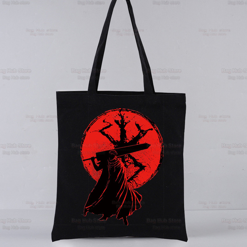 Berserk agallas espada estilo leyenda impreso bolsa de lona Harajuku bolso de hombro de moda bolsa de compras portátil AliExpress