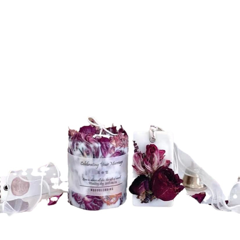 Cross-border ins columnar flor inmortal flor seca rosa en relieve cera de banano cera de soja decoración del hogar