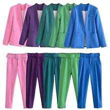 U 10575 Reverse lapel blazer pants set ��������װ������װ