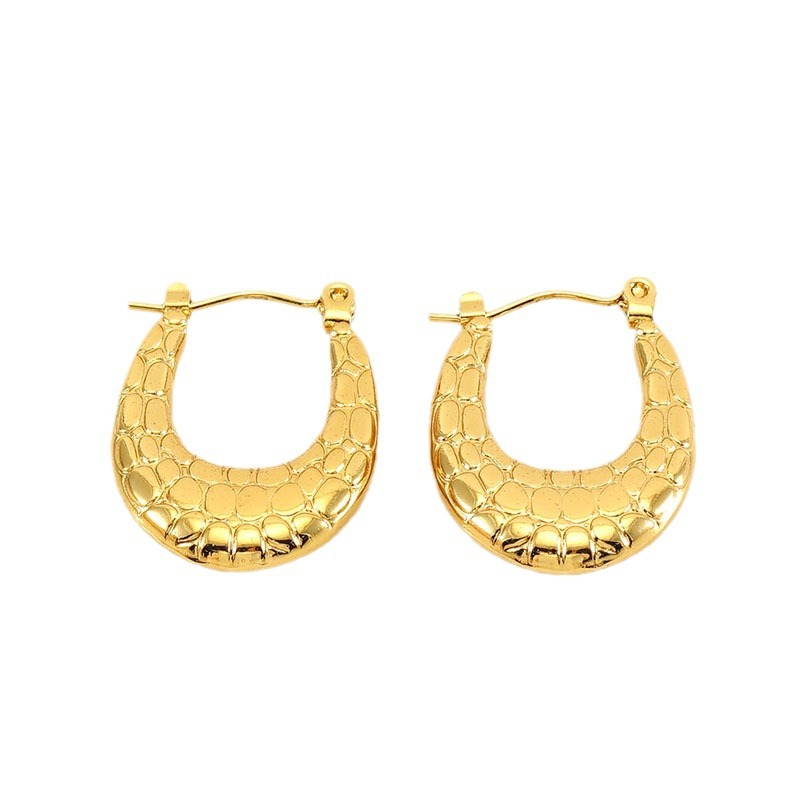 Cruz-frontera europea y americana de acero de titanio cuadrado hebilla de La Oreja nicho femenino Sentido de diseño no se desvanece chapado en oro de 18 quilates pendientes irregulares hebilla de la oreja