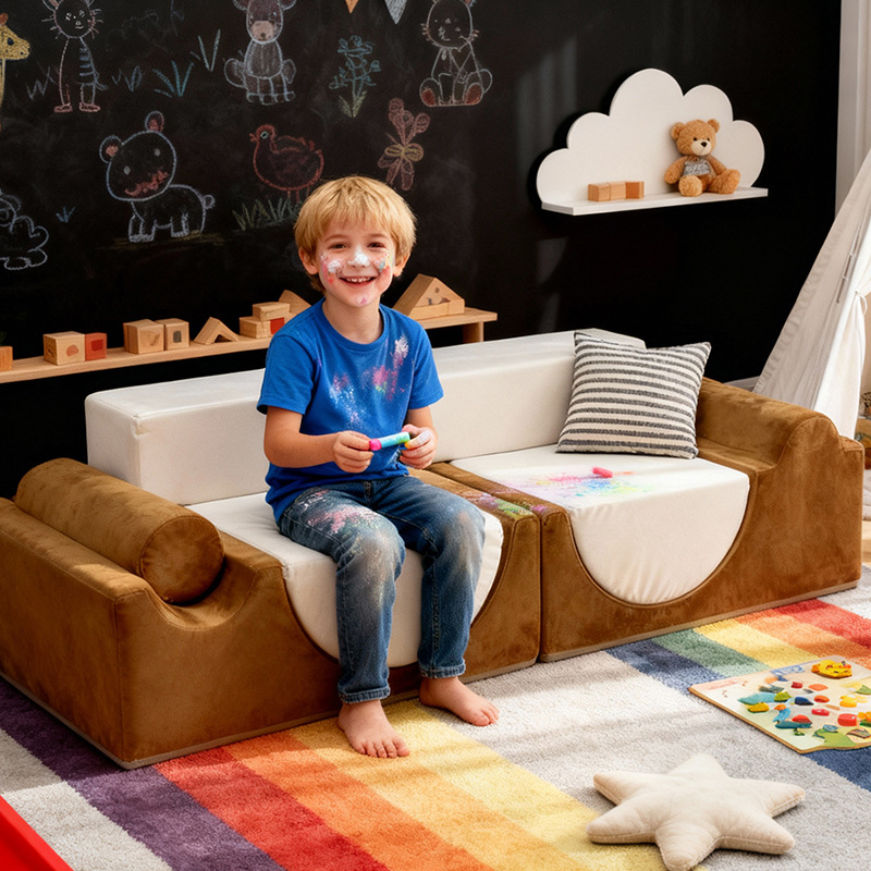 New Design Export Wholesale Compression Combination Splicing Sofa Kidsren's High Density Sponge Sofa Modern Building Block Sofa