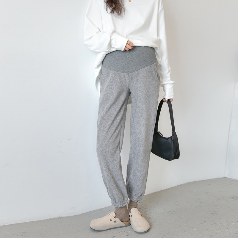 Autumn and Winter maternity clothes winter fleece-lined maternity pants sports pants closed display thickened belly support pants casual pants Autumn and Winter maternity clothes winter fleece-lined maternity pants sports pants closed display thickened belly support pants casual pants