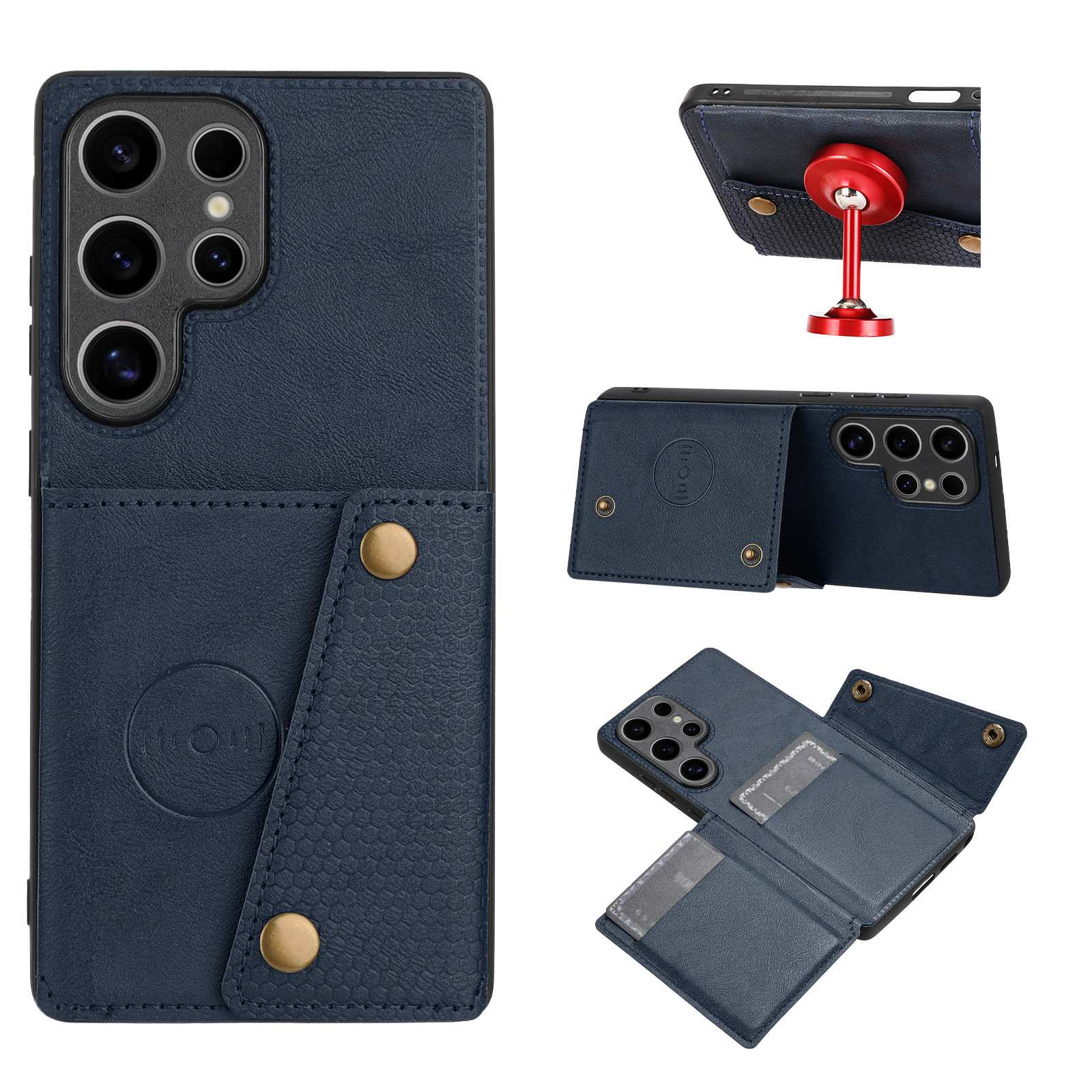 Applicable to Samsung A6plus 2018 magnetic card holder phone case A6 2018 double buckle card holder leather case J6 plus