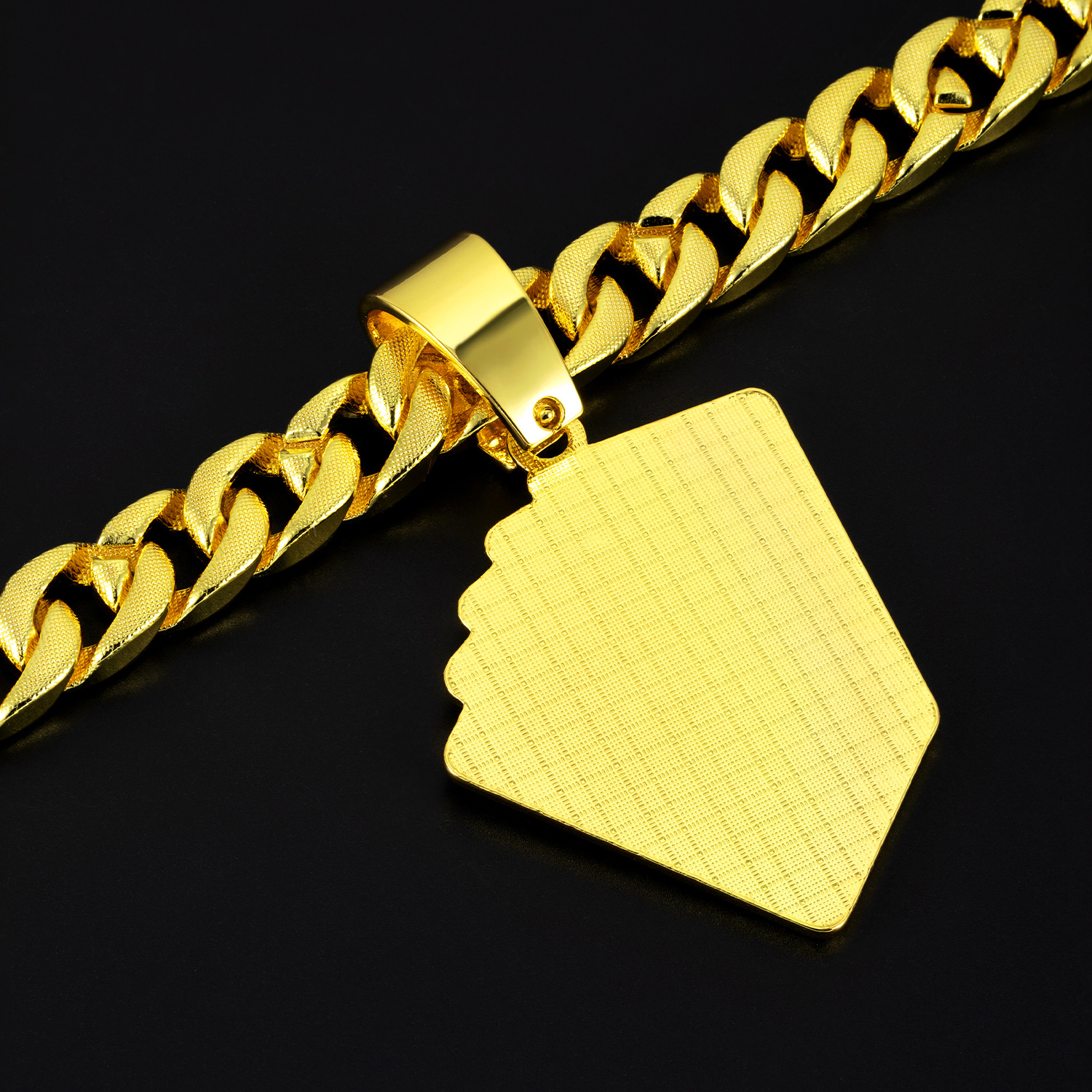 European And American Hip-hop Cuban Chain Full Diamond Playing Card Pendant Trendy Card Niche Men's Necklace_voghion.com