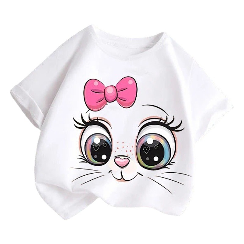 Camiseta de manga corta para niñas, estilo transfronterizo, novedad de verano 2026, top infantil elegante, ropa de verano de media manga para niños