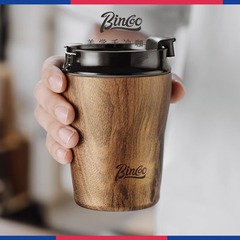 Bincooコーヒーカップ陶磁器内胆保温カップレトロ高颜値随行カップ携帯ステンレスコップ