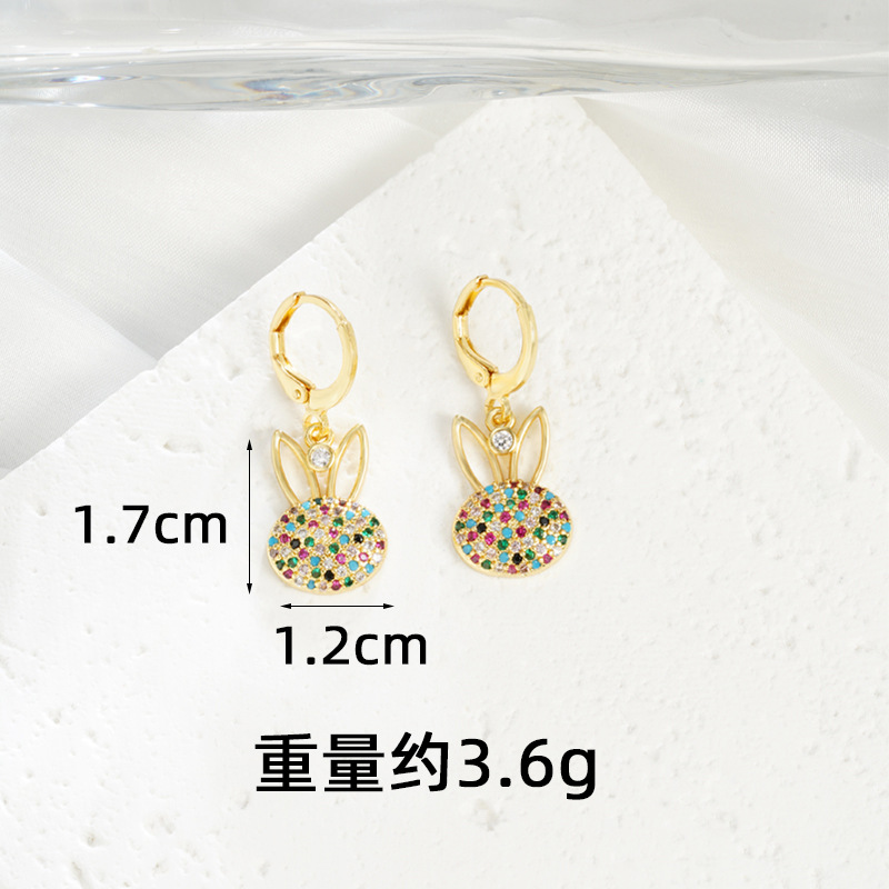 Collar de oro de arena transfronterizo de Vietnam lujoso ligero lindo aretes de diamantes de conejo de mujer nicho no se desvanece joyas de mano