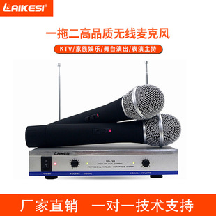 One-To-Two Wireless Microphone for Home Ktv, Stage Performance, and Conference Dh-744 Wireless Microphone 1.5V