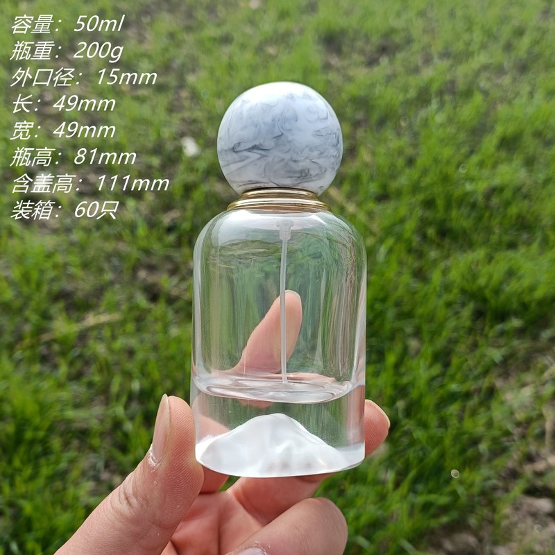 スポット卸売り香水瓶円柱形厚い底ガラス透明分注瓶30ml 50ml 100mlボール蓋火山|undefined