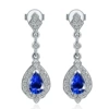 Blue diamond, platinum earrings