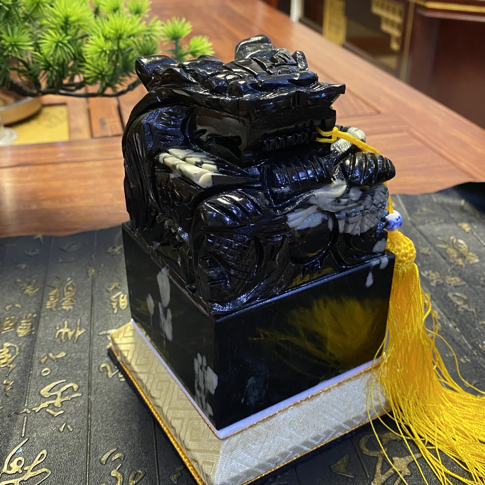 洛阳牡丹石龙头印章 国画石珊瑚化石梅花石行龙玉玺书画章篆刻字