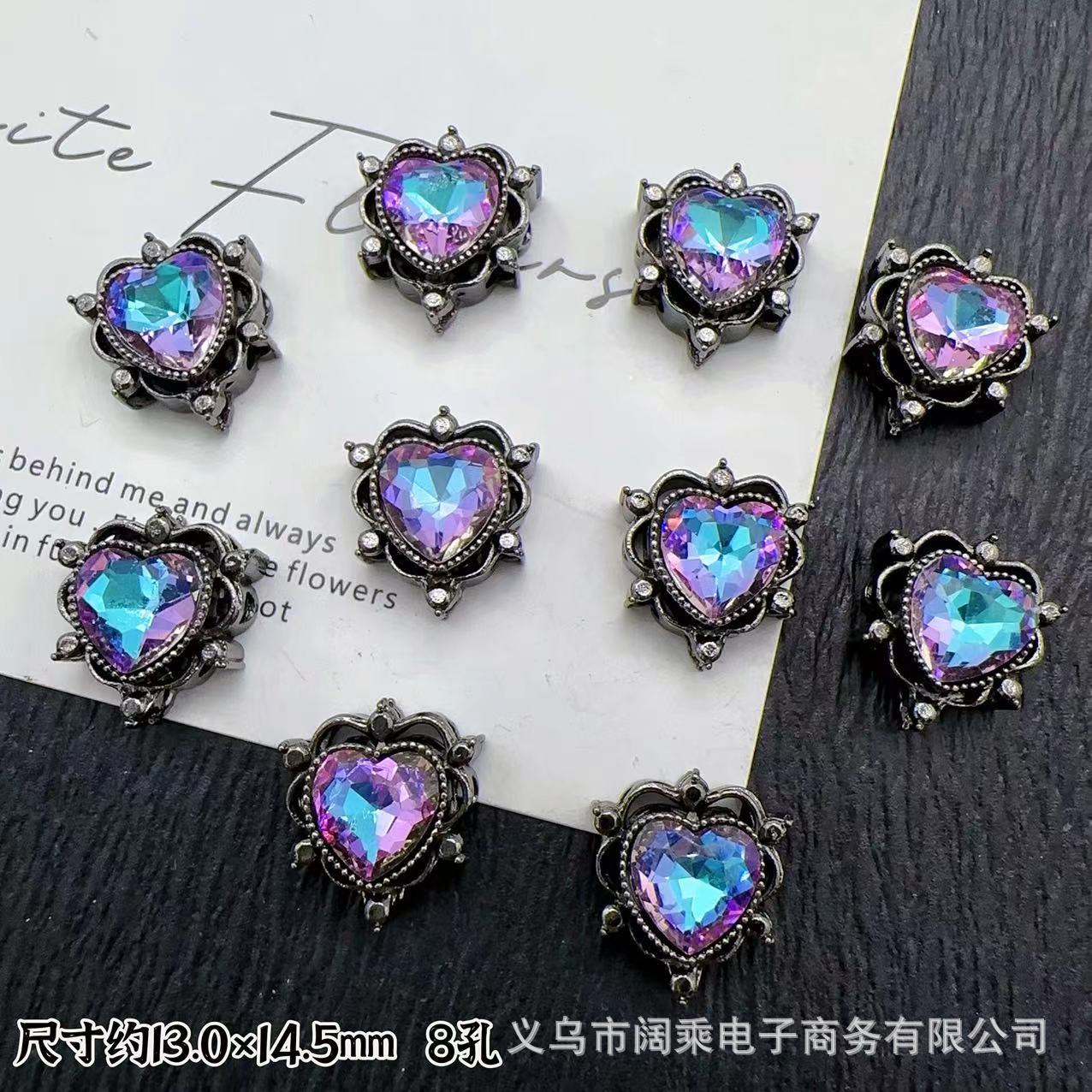 マイクロ象嵌ジルコニウムダイヤモンドマルチカラーピーチハートラブ8穴ビーズリング表面DIYビーズブレスレットネックレスジュエリーアクセサリー