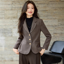 绵羊毛西装外套女高级感2025新款春秋小个子短款上衣休闲气质西服