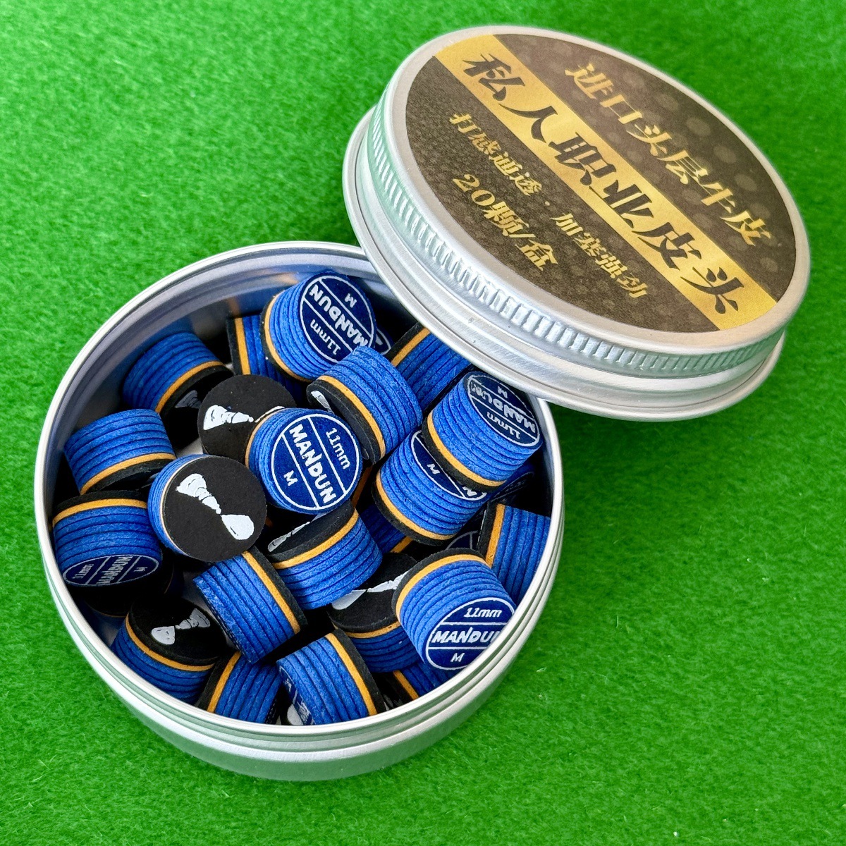 Bulk blue ice leather head 11mm neutral, 20 pieces in a box