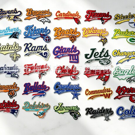 Factory Supply Hot Seller NFL Football Team Embroidered Patch Clothing Shoes Bag