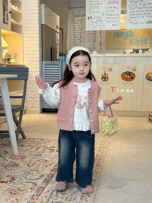女の子のセーターベストベビーコットンセーター 2025 秋の新スタイル子供のベストトップジャケット女の赤ちゃん|undefined