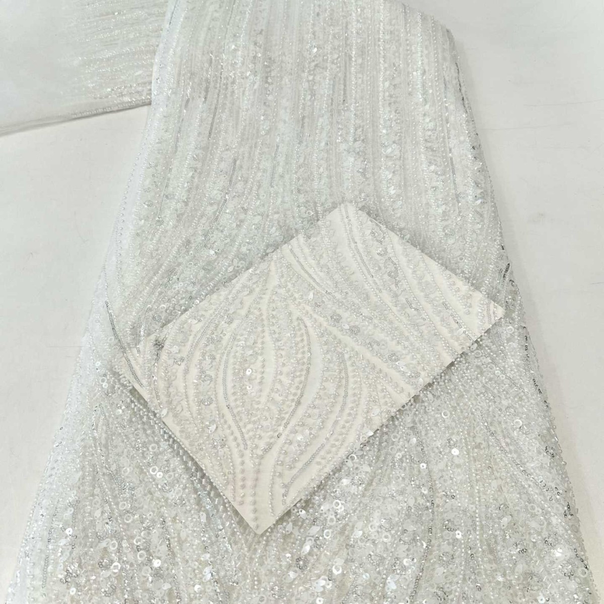 Hoja de madera sequin bordado tela de lujo ligero estilo francés vestido de boda vestido de moda de fiesta vestido de cena tela image 3