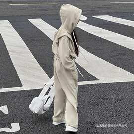 女童秋季套装新款韩版洋气中大童时髦女孩运动连帽休闲百搭两件套