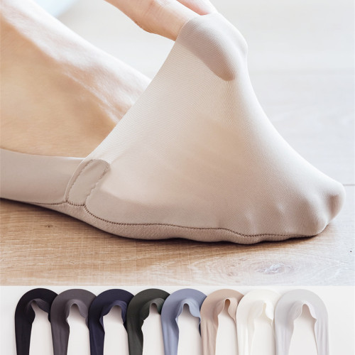 Pure Color Boat Socks Cotton Slipping Resistant Sweat Absorbent Sports Men's Ice Silk Boat Socks Thick Invisible Socks Versatile Fashion