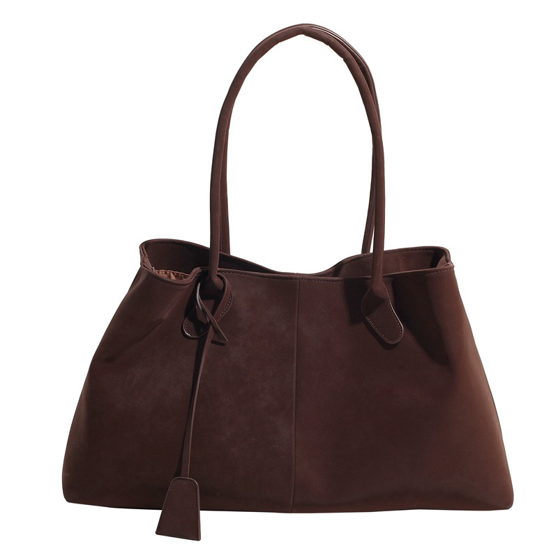 Cross-Border Retro Women's Suede Matte Tote Bag, Large Capacity Shoulder Bag For Work And Commuting, High-End Underarm Bag - Thumbnail 5