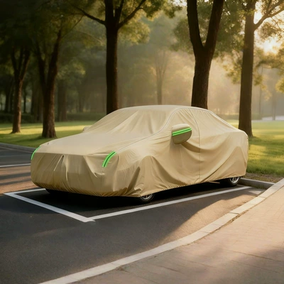 Sun Protection and Heat Insulation Oxford Cloth Car Cover, Thickened Car Cover, All-Season Rain and Snow Protection, Anti-Scratch Car Cover, Full Cover (Car clothing) - please-note-the-model-year-when-placing-an-order-210d-oxford-cloth-khaki-with-ears