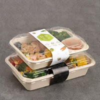 Biodegradable disposable pulp lunch box salad box light food packaging box rectangular lunch box takeaway lunch box