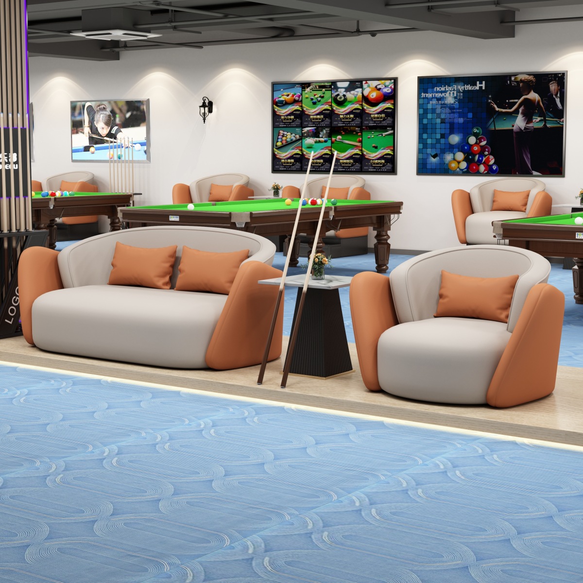 Nuevo sofá de billar simple, sala de billar, silla de observación de pelota especial, combinación de mesa y silla de conversación para relajación para dos personas image 3
