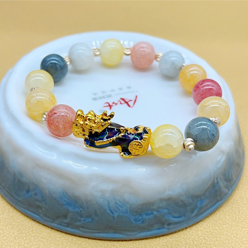 Mudança de cor Pixiu ouro seda jade cor