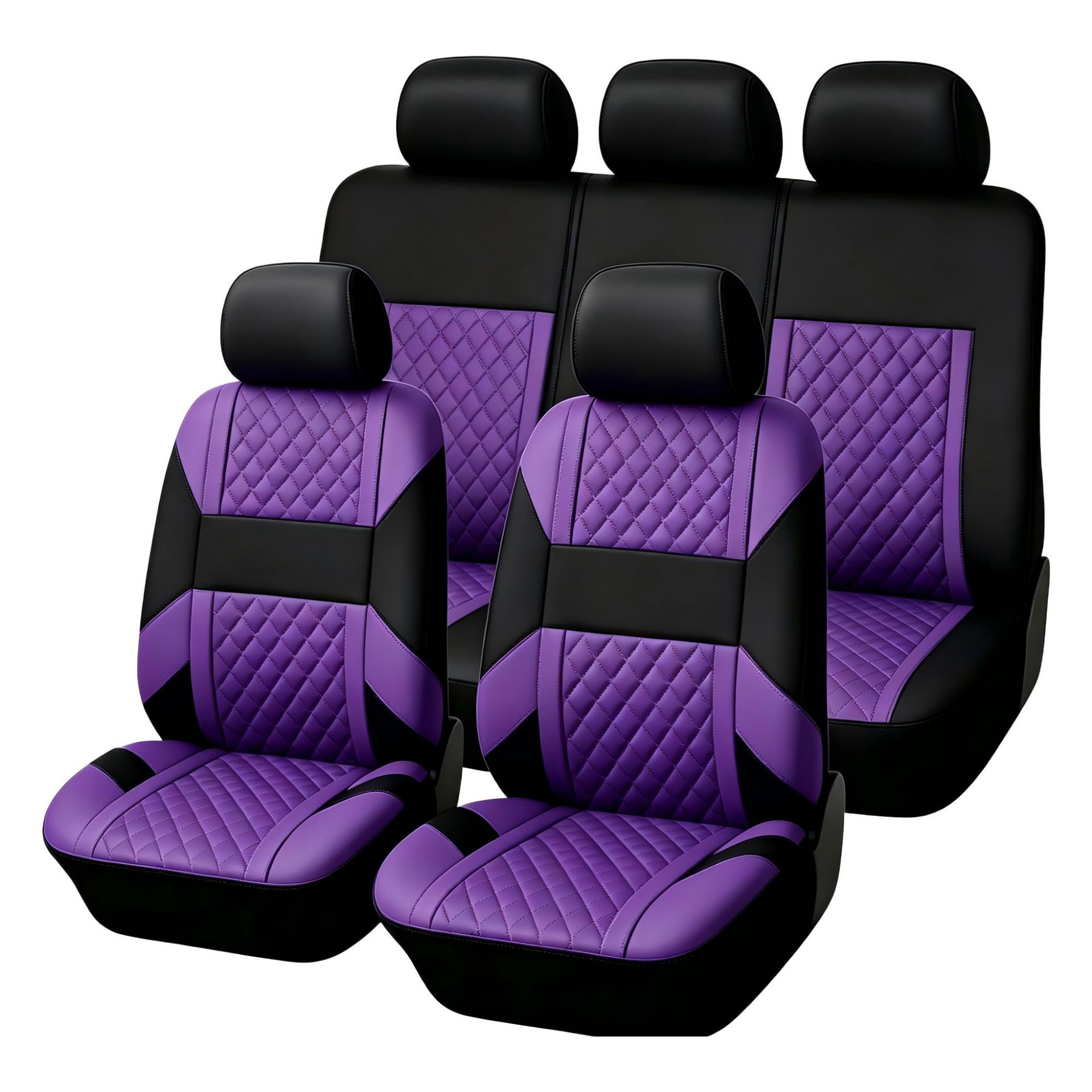 Manufacturer's universal car seat cover 3D horizontal stripe diamond pattern 9-piece set for five seats, suitable for cross-border e-commerce platforms like TEMU and Amazon