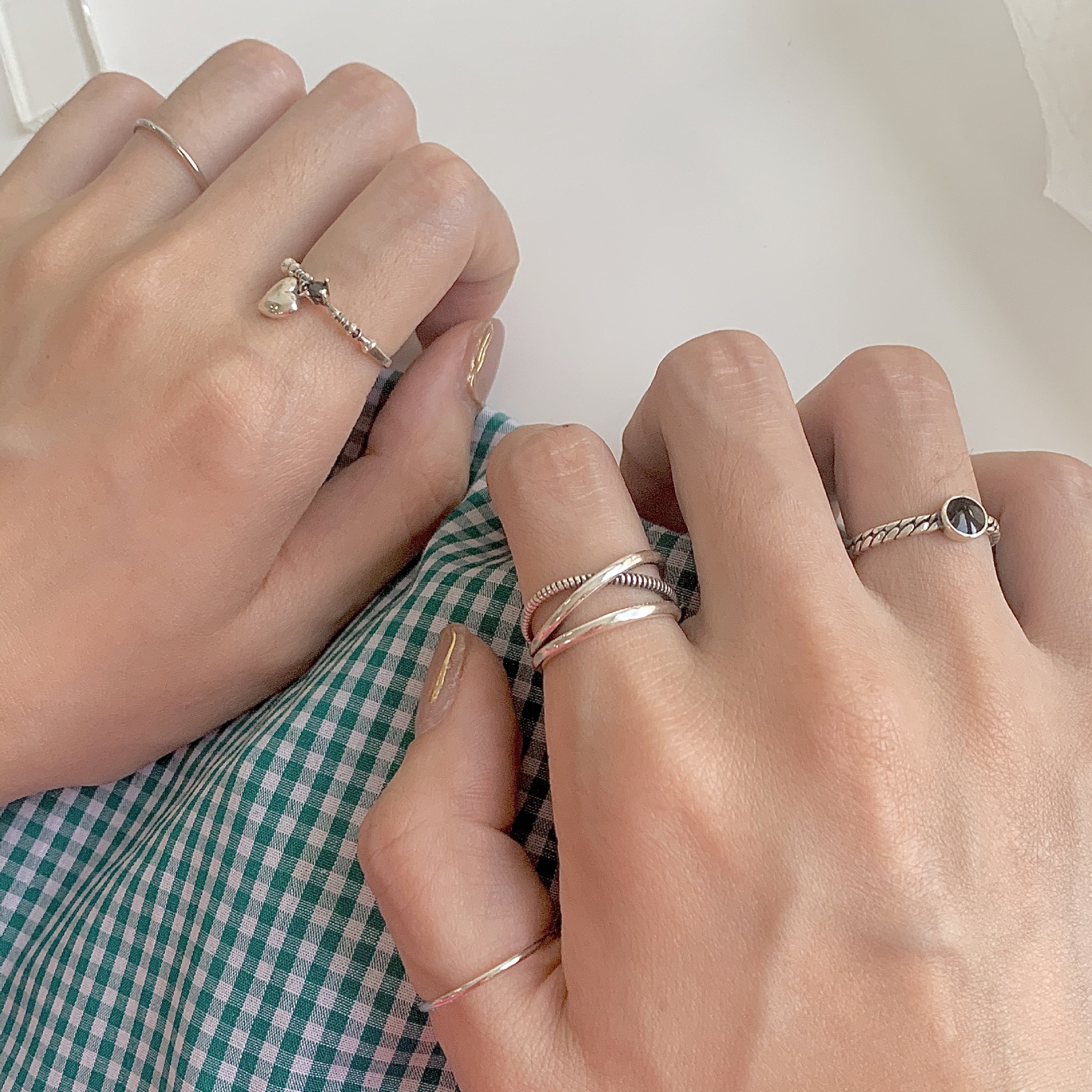 复古纯银食指戒个性网红潮小众做旧可调节开口戒指女2021新款