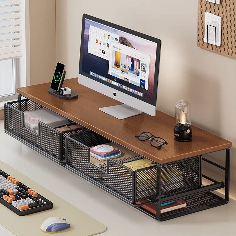 Computer height-adjustable stand for desktop monitor with drawer, computer riser, office desk storage rack Computer height-adjustable stand for desktop monitor with drawer, computer riser, office desk storage rack