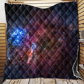 绗缝被星空图案6 3D数码印花跨境亚马逊Quilt加棉格子几何空调被