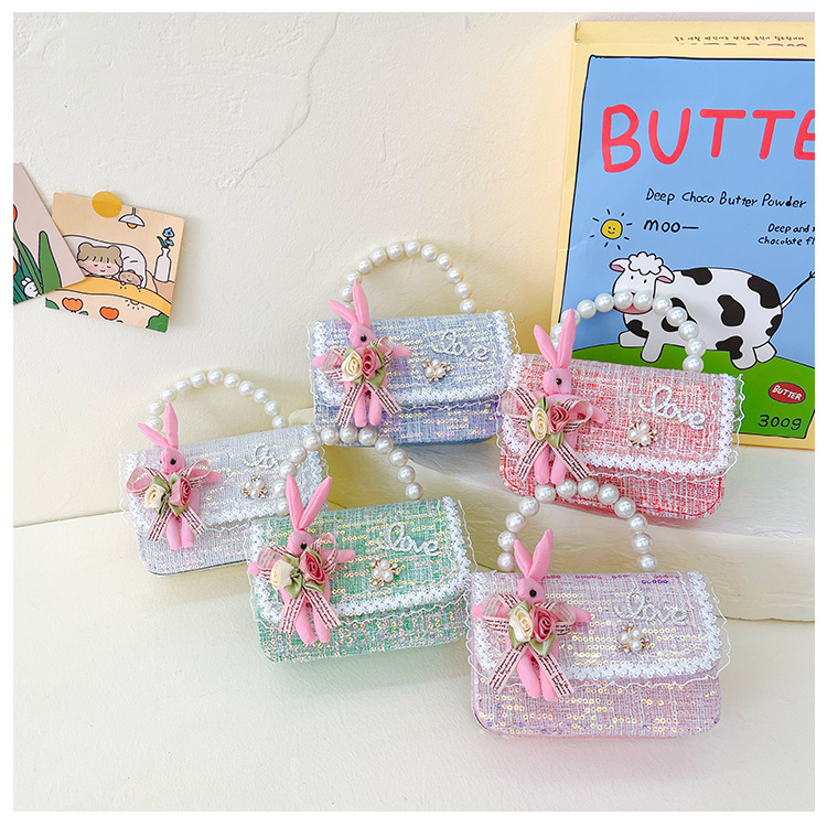 Bolso de La Perla de los niños 2023 nuevo lentejuelas pequeño bolso cuadrado moda lindo niñas bolsa decorativa bandolera