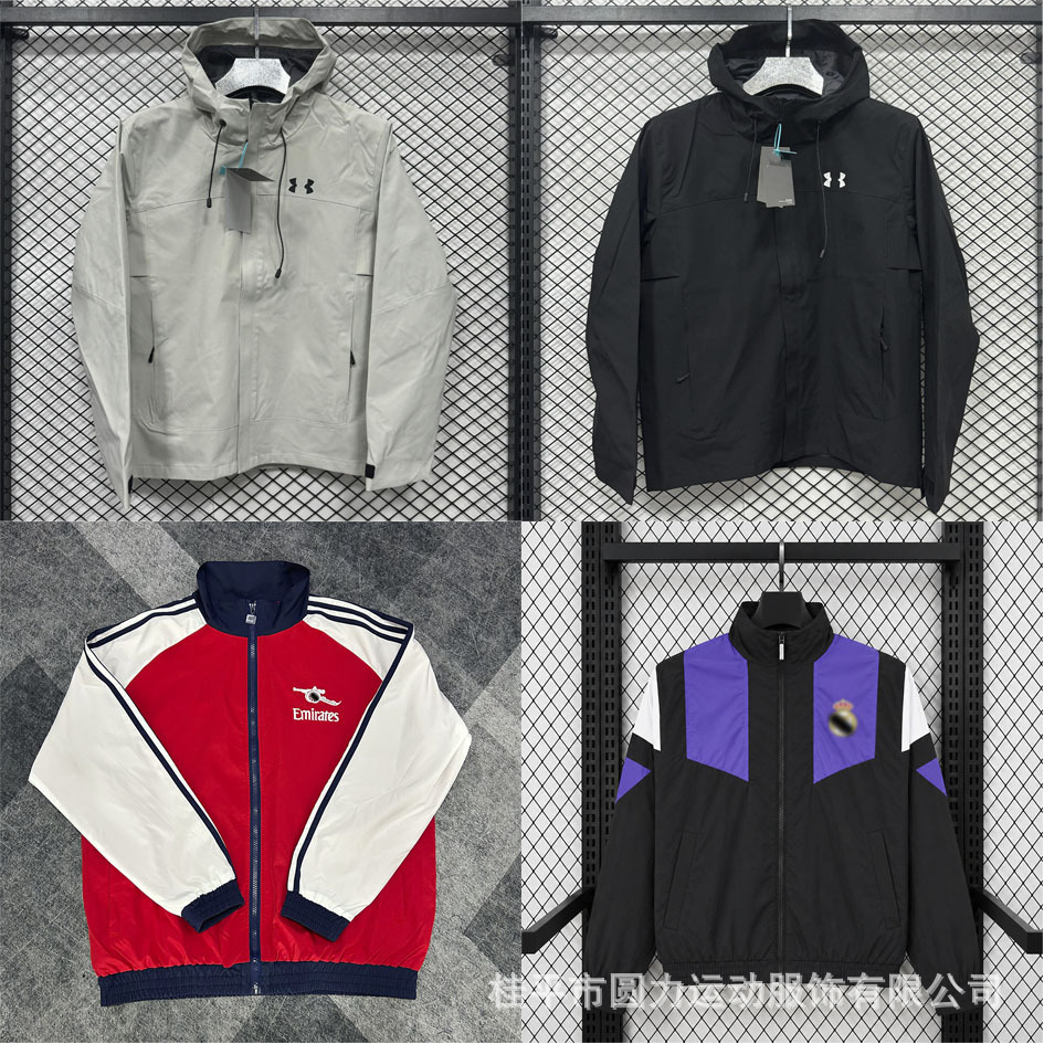 Brazil team style football jacket Real Madrid Chelsea Barcelona Arsenal Argentina fleece-lined thin hooded jacket