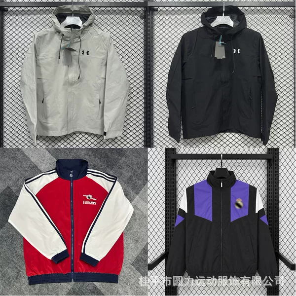 Brazil team style football jacket Real Madrid Chelsea Barcelona Arsenal Argentina fleece-lined thin hooded jacket