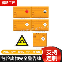 危險廢物安全警告金屬牌 儲存容器標簽指示牌 醫療廢物廢料標識牌