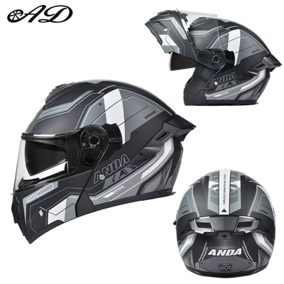 Wing, Flip-Up Helmet with 3C Certification, Motosiklet kaskı (dəbilqə) - exclusively-for-foreign-trade-matte-black-mecha-high-definition-mirror-m-code