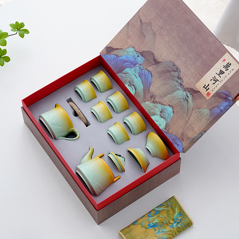 Wuyan Ceramic Gongfu Tea Set Home Style National Style Simple Tea Pot Gift Box Set Enterprise Activity Gift Set
