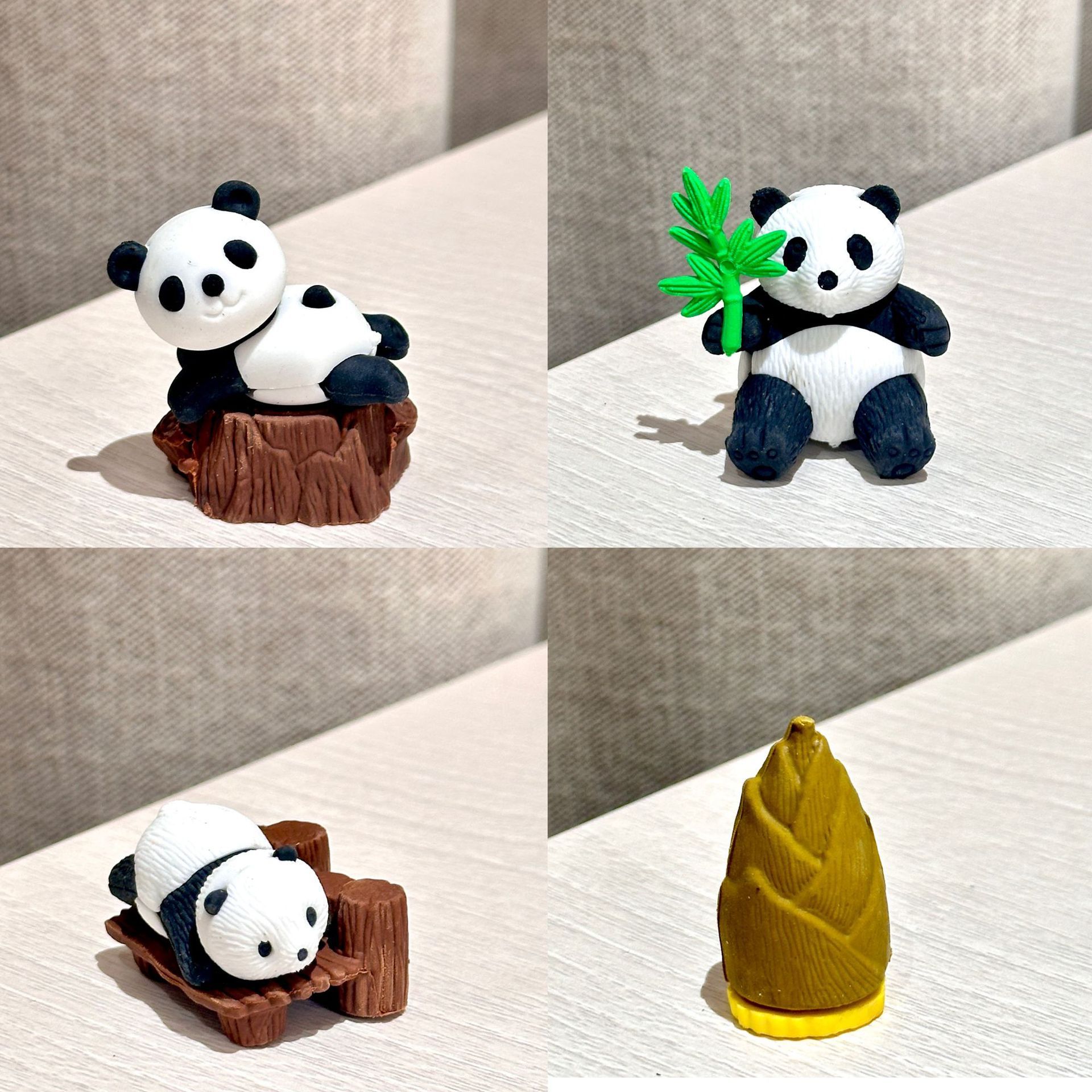 Borrador de panda de dibujos animados, goma de costura de marea nacional, cuatro cajas, pintura y limpieza, material de oficina de aprendizaje para estudiantes limpios