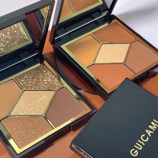 Tiktok live broadcast GUICAMI recommend five palace grid Eye Shadow Matte Pearlescent fine shiny piece cold brown earth color student