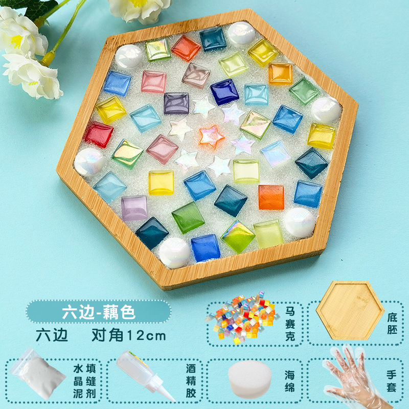 Nuevo producto bricolaje hecho a mano posavasos paquete de material mosaico padre-hijo creativo jardín de infantes pequeño regalo al por mayor juguetes educativos