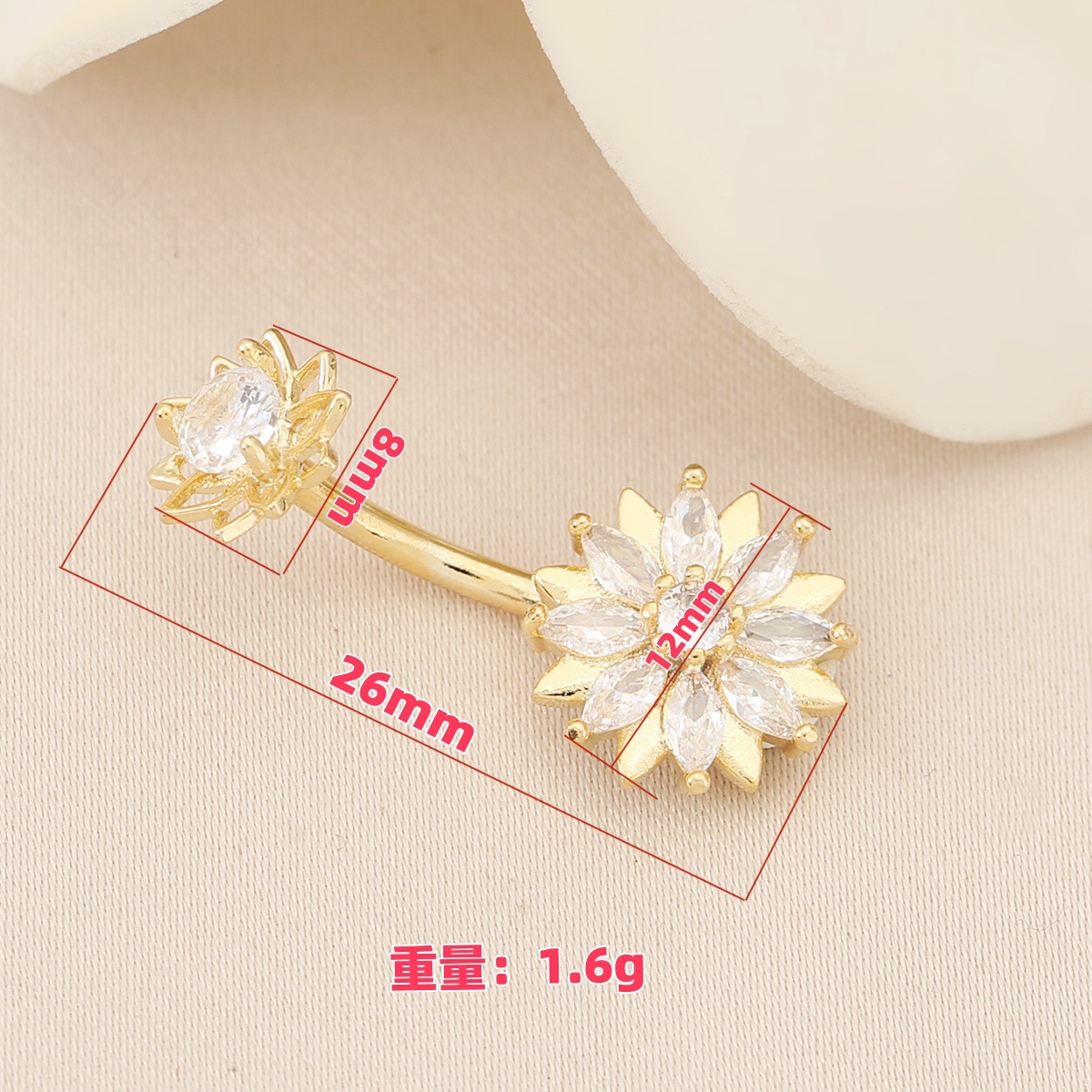 Diamond-encrusted Navel Stud For Women, Elegant Belly Button Ring_voghion.com