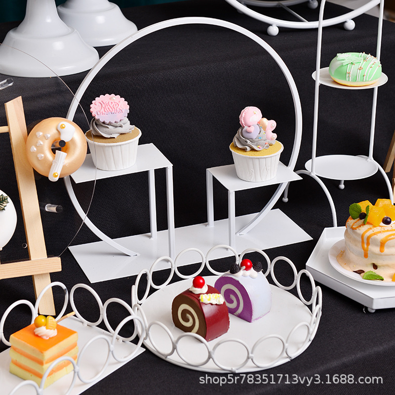 Hotel buffet estante de exhibición set de bandeja para café de la tarde estante de pastel estante de postre decoración de mesa de boda image 3