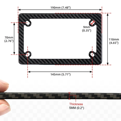 Motorcycle License Plate Frame Carbon Fiber License Plate Frame Dry Carbon Electric Vehicle Us Standard License Plate Holder Real Carbon Modification Accessories (Nömrə qabı) - single-pack-19118cm